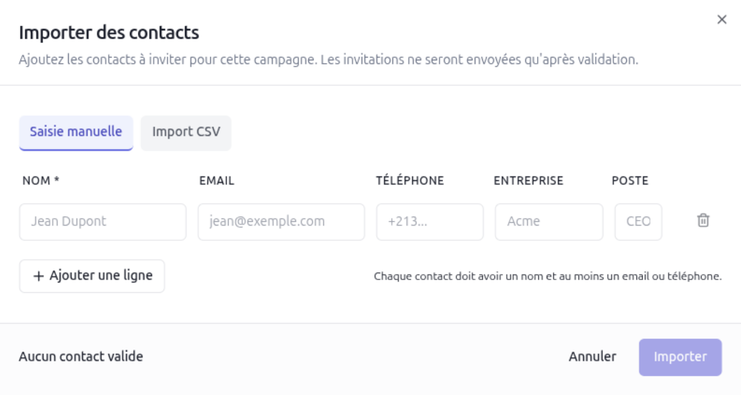 Import de témoignages